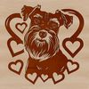 Beautiful Miniature Schnauzer Head Clip Art A close-up illustration of a Miniature Schnauzer's head, designed with love hearts and perfect for pet lovers.