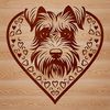 Miniature Schnauzer Clip Art with Love Hearts Portrait of a Miniature Schnauzer with heart motifs integrated into its design.