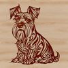 Beautiful Sitting Dog SVG Design A sitting miniature dog breed with an ornate coat pattern.