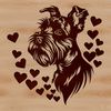 Miniature Dog with Loving Hearts A vector illustration of a miniature dog with love hearts surrounding its head.