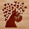 Stylized Schnauzer Head with Heart Details A stylized illustration of a Miniature Schnauzer's head with heart details.
