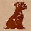 Small Dog Breed Portrait in Vector Format A small dog breed, the Miniature Schnauzer, sitting on a surface with a calm expression.