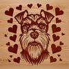 Miniature Schnauzer Head with Love Hearts A stylized illustration of a Miniature Schnauzer's head featuring love hearts.