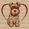 Adorable Miniature Dog Breed Illustration A vector illustration of a sitting miniature dog with ornate love hearts surrounding it.