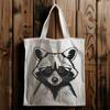 Simple Raccoon Silhouette with Glasses An illustration of a raccoon wearing glasses in a simple vector design.