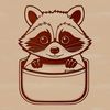 A raccoon peeking out from behind a tree trunk, rendered in vector format as an SVG.