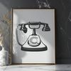 A detailed digital illustration of a vintage-style telephone with classic design features.