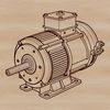 A detailed illustration of an electric motor with moving parts and gears, suitable for vector art designs.