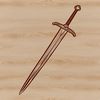 A medieval-style sword design for graphic illustration and cutting machine stencils.