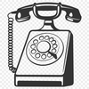 A simplified illustration of a telephone with clean lines and minimal details.