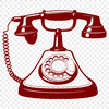 A simple illustration of a classic telephone with cord and receiver.