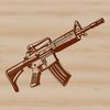 A detailed illustration of a rifle, suitable for digital cutting machines like Cricut or laser cutters.