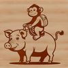 A digital illustration of a monkey-pig hybrid animal.