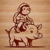 Monkey Pig Cartoon Illustration A cartoon illustration of a monkey-pig hybrid animal in vector format.