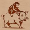Cartoon monkey-pig design created as scalable graphics for various applications.