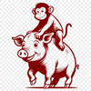 Vector Monkey Pig Design An illustration of a monkey's face with a pig's body, created as a vector graphic.