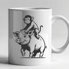 A digital illustration of a monkey-pig hybrid creature created as vector art.