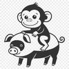 Whimsical Monkey Pig SVG Design A playful monkey-pig hybrid character designed as vector art for digital use.