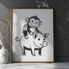 Cute Monkey Pig Vector Graphic An anthropomorphic pig with monkey features, designed as vector art.