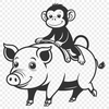 Vector Art Design - Monkey Pig Hybrid A stylized illustration of a monkey-pig hybrid, suitable for vector art designs.