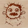 A cute monster character breaking through a wall, designed as vector art.