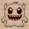 A digital illustration of a cute monster character designed for Halloween-themed crafts and decorations.