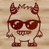 Adorable Monster Character in Shades A playful monster character wearing sunglasses and smiling.