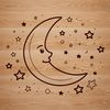 Moonlit Night Sky with Starry Glitter Illustration of the full moon in the night sky with stars and a subtle glow effect.
