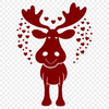 Lovely Moose Illustration with Hearts A digital illustration of a moose with heart motifs in various colors.