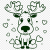 Moose Illustration with Love Hearts A digital illustration of a moose with heart-shaped decorations, suitable for cutting machines like Cricut.