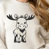 Majestic Moose Illustration A single moose standing in a forest clearing with trees in the background, illustrated in vector format.