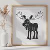 Free Moose Vector Illustration A digital illustration of a North American moose in its natural habitat, featuring the animal's distinctive antlers.
