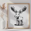 Wildlife Illustration - Moose in Vector Format A detailed illustration of a moose in a wild animal format, suitable for vector art and design.