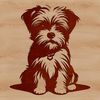 Morkie Clip Art A small, adorable dog breed, the Morkie, sitting on a surface with its fur visible.