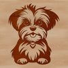 A small breed dog sitting on its hind legs, identified as a Morkie, suitable for vector design.
