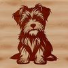 Cute Puppy Portrait A small mixed-breed dog sitting with its front paws folded under its body.