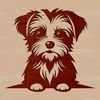 A small dog breed sitting on its haunches, suitable as vector art for crafting and design projects.