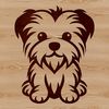 Minimalist Morkie Illustration SVG A simple line drawing of a seated Morkie dog with minimal details.