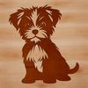 Morkie Pup Silhouette A small, adorable dog breed sitting on its hind legs, suitable for use as clip art or vector design.