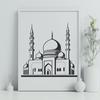 Vector illustration of an Islamic mosque architecture with intricate details.