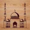 Mosque Architecture Illustration in Vector Format Islamic mosque building architecture with domes and minarets in vector format for commercial or personal use.