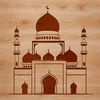 An isolated vector graphic representation of a typical mosque building design.