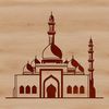 A stylized illustration of a mosque's architecture with intricate details, suitable for vector design projects.