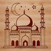 A detailed illustration of a mosque's architecture, suitable for vector design and commercial or personal use.