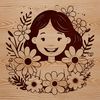 SVG Pattern with Floral Motifs An illustration of a woman featuring delicate flower patterns.