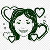 Beautiful Stylized Woman Illustration A stylized woman illustration with love hearts integrated into the design.