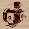 A detailed illustration of a motor with moving parts, suitable for use in technical diagrams or educational materials.