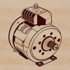 An electric motor diagram with technical details shown in vector format.