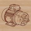 An illustrative diagram of a motor with moving parts, suitable for graphic design and technical documentation.