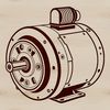 A detailed technical illustration of an electric motor, suitable for vector art and design projects.